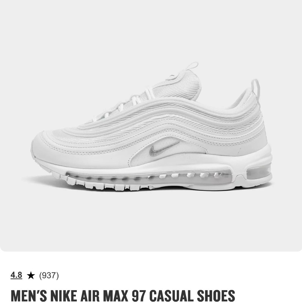 Women’s Nike AirMax 97. White. Size 9.5. Worn one time. Clean.